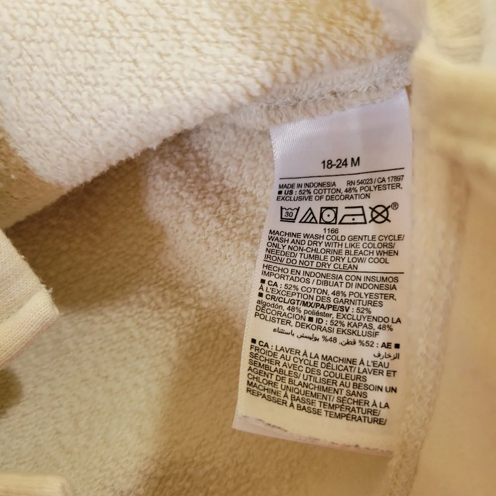 Old Navy  Baby Girl Kids Cream Hoodie with Flower Embroidery Size 18-24‎ M